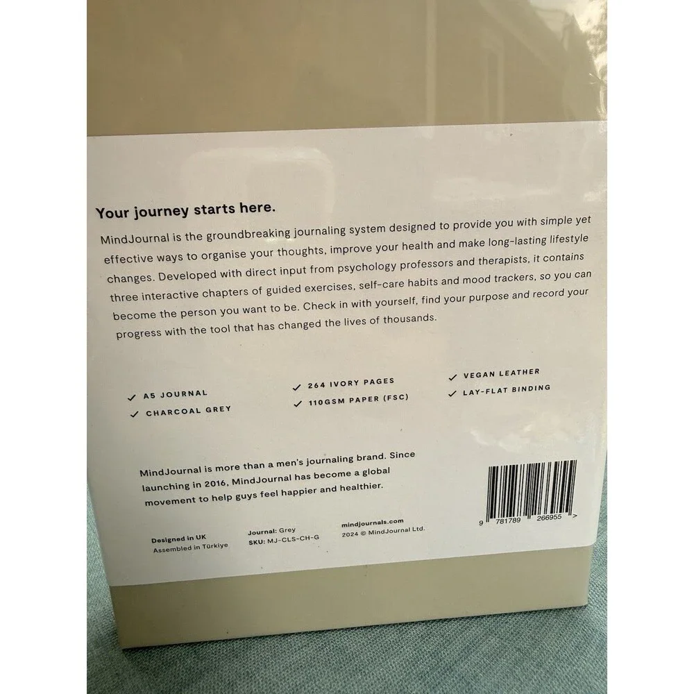 NEW MindJournal Journaling System For Men Grey Gray MIND JOURNAL Notebook Gift